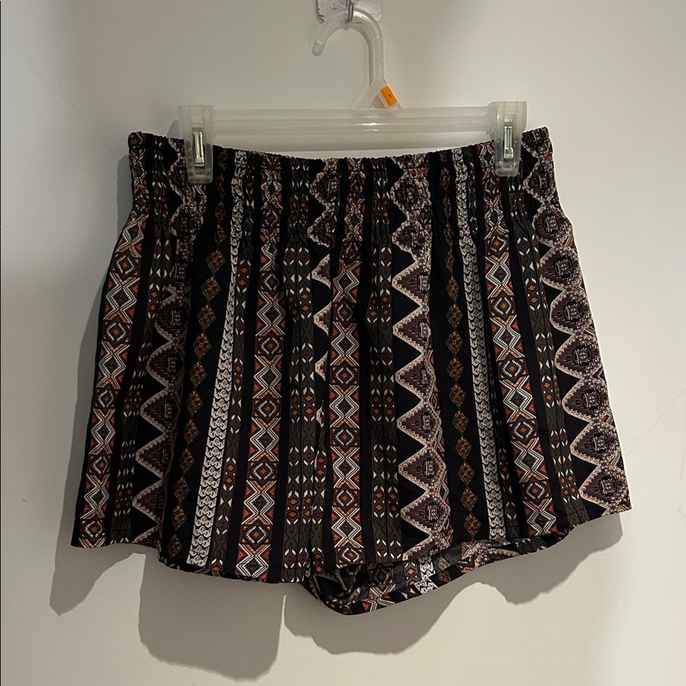 Aztec Patterned Women Shorts- Smocked waist